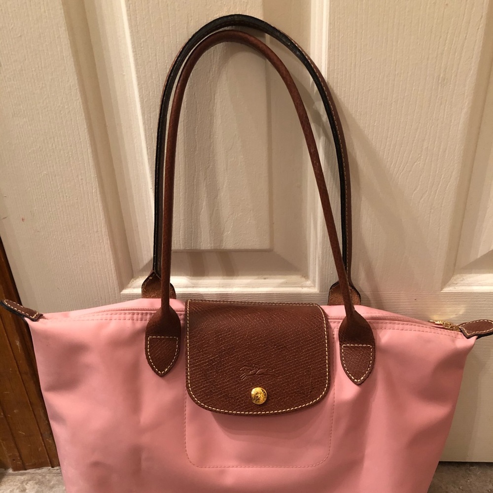 Long champ Medium Le pliage tote in blush pink